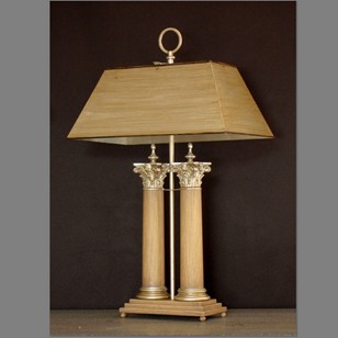 Bespoke CORINTHIAN double column table-desk lamp.